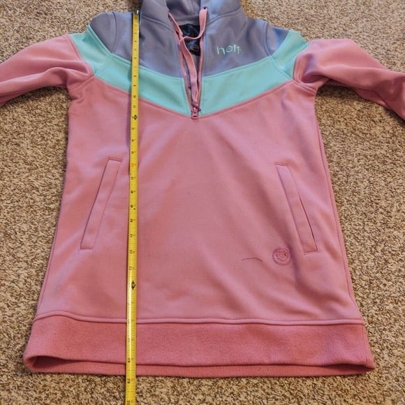 Neff Women's Pullover Hoodie Sweatshirt Quarter Zip Color Block Zip Pockets - Picture 6 of 6